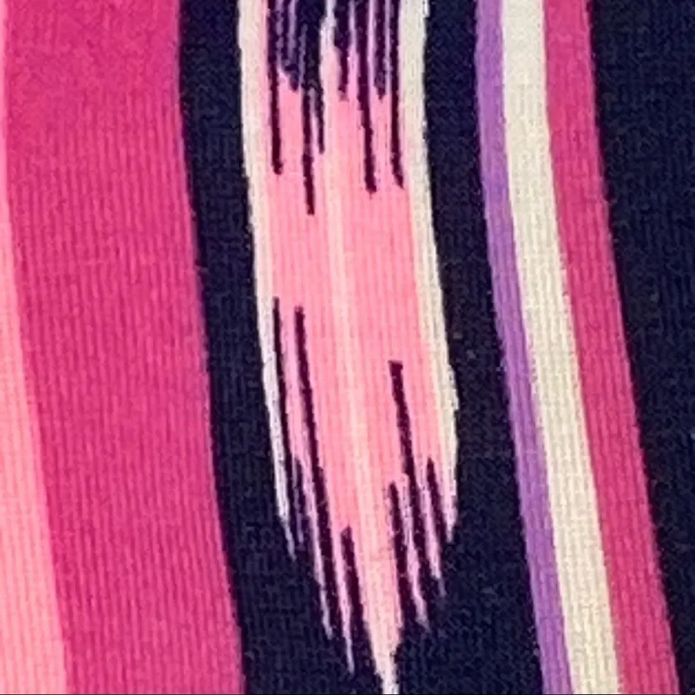 Lands End pink and purple vertical stripe one piece swimsuit size 12+